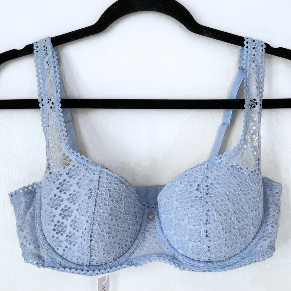 NWT Push-up Balconette Bra 36B Blue Lace Adore Me